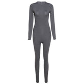 Langärmliger, schmaler, hüfthebender Sport-Overall mit hoher Taille